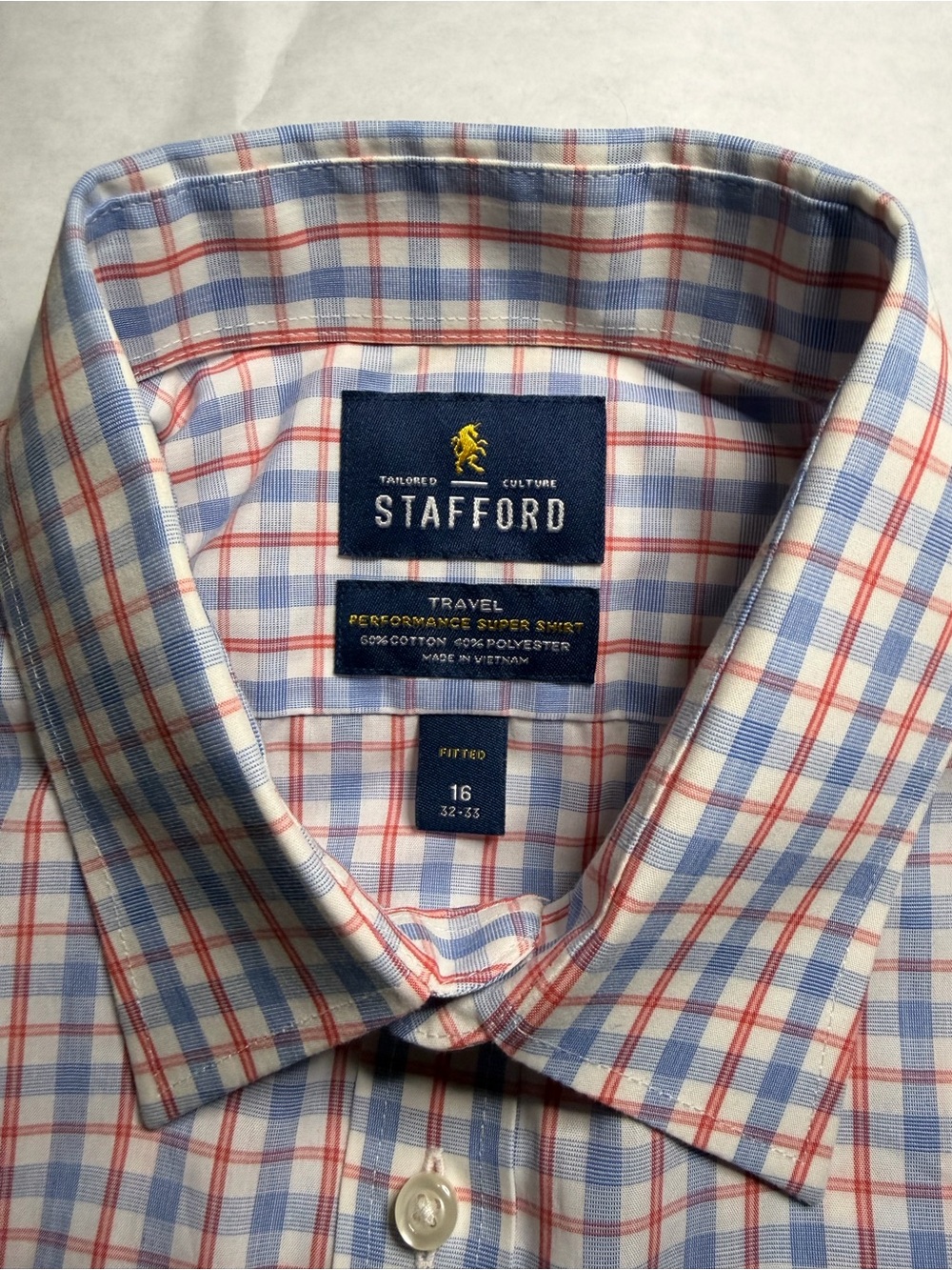 Stafford Pink and Blue Check Long-Sleeve Dress Shirt - Picture 2 of 6